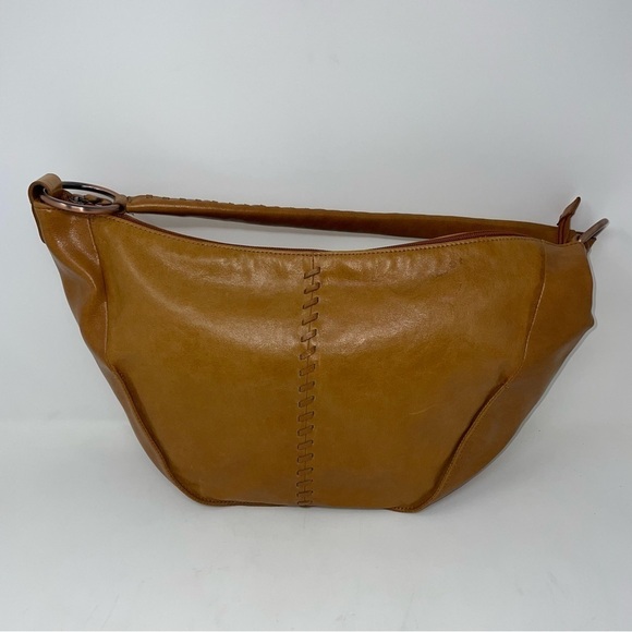 Auricle Orange Leather Shoulder Bag | Tapered Design - Picture 1 of 15
